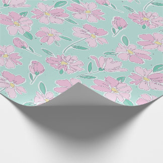 Zacht pastel floraal inpakpapier
