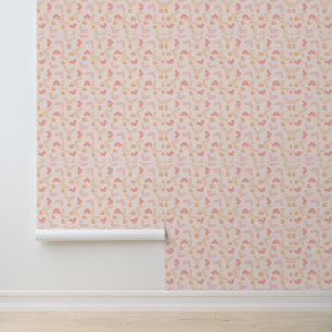 Zacht pastel geometrisch patroon met harten behang
