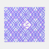 Zacht Pastel Paarse Blauw Plaid Ontwerp Monogram Fleece Deken (Voorkant (Horizontaal))