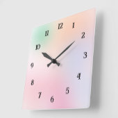 Zacht Pastel Roze Blauw Groen Vaag Vierkante Klok (Hoek)