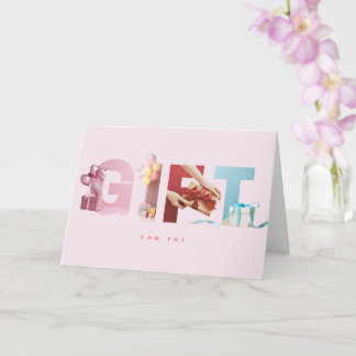 Zacht Pastel Roze Cadeau Verjaardag Foto Typografi Kaart