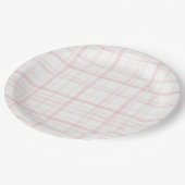 Zacht Pastel Roze Geruit Feestje Papieren Bordje (Gekanteld)