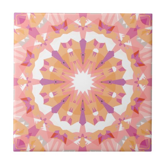 Zacht pastel Roze Perzik Paarse Sterren Eclectisch Tegeltje (Voorkant)