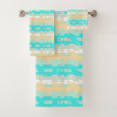 Zacht Pastel Turquoise Beige Modern Hemels Patroon Bad Handdoek (Insitu)