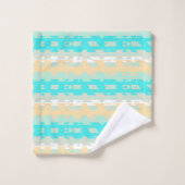 Zacht Pastel Turquoise Beige Modern Hemels Patroon Bad Handdoek (Wasdoekje)