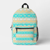 Zacht Pastel Turquoise Beige Modern Hemels Patroon Bedrukte Rugzak (Voorkant)
