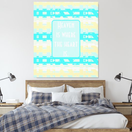 Zacht Pastel Turquoise Beige Modern Hemels Patroon Canvas Afdruk (Insitu (Slaapkamer))