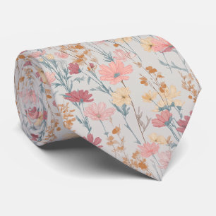 Zacht Pastel Wilde Bloemenpatroon Stropdas