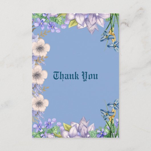 Zacht pastelblauw Paarse bloesems bloemig Baby sho Informatiekaartje (Achterkant)