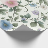 Zacht pastelgeel en blauw botanische wijnstok ontw cadeaupapier (Hoek)