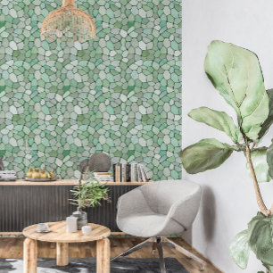 Zacht pastelgroen mozaïek behang
