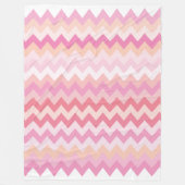 Zacht pastelroze gestreept kleurrijk zigzagpatroon fleece deken (Voorkant)