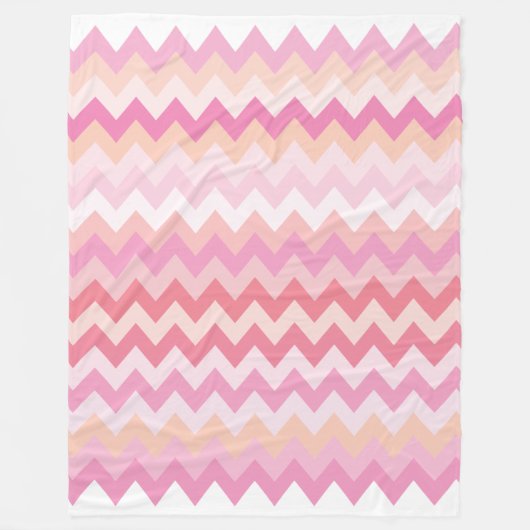 Zacht pastelroze gestreept kleurrijk zigzagpatroon fleece deken (Voorkant)
