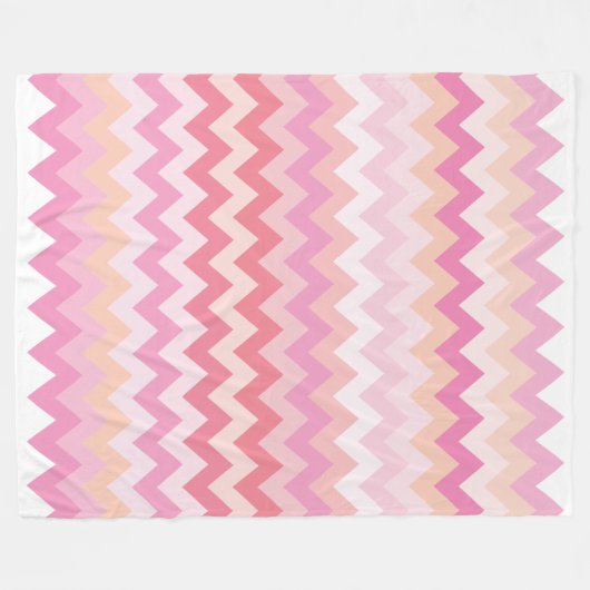 Zacht pastelroze gestreept kleurrijk zigzagpatroon fleece deken (Voorkant (Horizontaal))