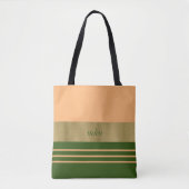 Zacht peach en Forest Green Tote Bag (Voorkant)