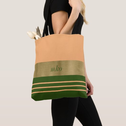 Zacht peach en Forest Green Tote Bag (Dichtbij)