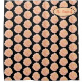 Zacht Peach roze Geel Rozenontwerp op zwarte BG Douchegordijn (Voorkant)