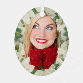 Zacht poinsettia tuinfotofeestdag metalen ornament