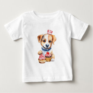 Zacht puppy dat taart eet