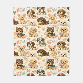 Zacht puppy patroon bloem vlinder  fleece deken