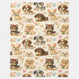 Zacht puppy patroon bloem vlinder fleece deken