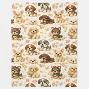 Zacht puppy patroon bloem vlinder  fleece deken