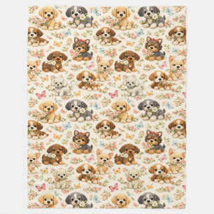 Zacht puppy patroon bloemvlinder fleece deken