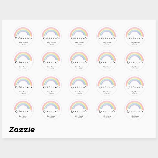 Zacht regenboogbaby shower ronde sticker (Vel)