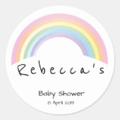 Zacht regenboogbaby shower ronde sticker (Voorkant)