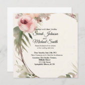 Zacht, romantisch, bloemenbruiloft uitnodiging ont (Voorkant / Achterkant)