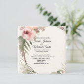 Zacht, romantisch, bloemenbruiloft uitnodiging ont (Staand voorkant)