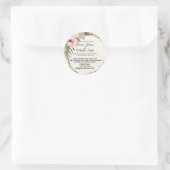 Zacht, romantisch, bloemenbruiloft uitnodiging ont ronde sticker (Tas)