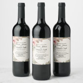 Zacht, romantisch, bloemenbruiloft uitnodiging ont wijn etiket (Flessen)