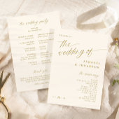 Zacht romantisch goud en licht ivoor bruiloft programmakaart
