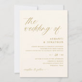 Zacht Romantisch Goud Ivoor Alles In Een Bruiloft Kaart (Voorkant)