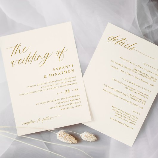 Zacht Romantisch Goud Ivoor Alles In Een Bruiloft Kaart