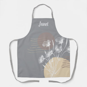 Zacht Romantisch Lichtgrijs Minimalistisch Floral Schort