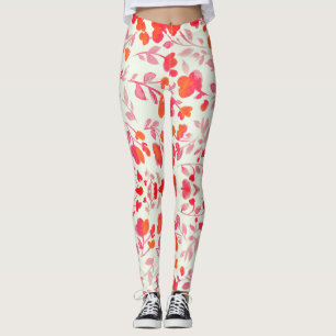 Zacht rood bloemennaadloos op wit leggings