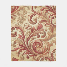 Zacht Rood en Goud Damaskpatroon Fleece Deken