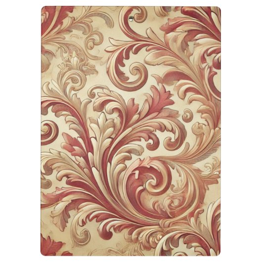 Zacht Rood en Goud Damaskpatroon Klembord (Achterkant)