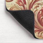 Zacht Rood en Goud Damaskpatroon Muismat (Hoek)