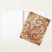 Zacht Rood en Goud Damaskpatroon Planner (Display)