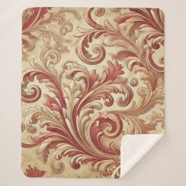Zacht Rood en Goud Damaskpatroon Sherpa Deken