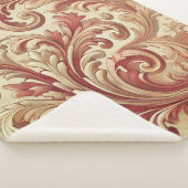 Zacht Rood en Goud Damaskpatroon Sherpa Deken (3/4)