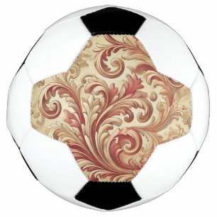 Zacht Rood en Goud Damaskpatroon Voetbal
