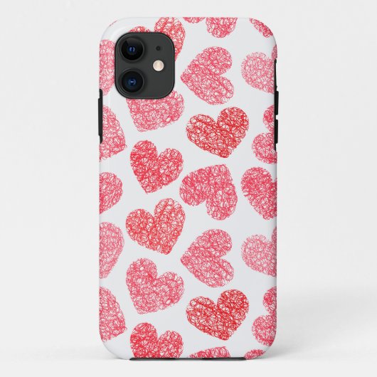 Zacht Rood Getekend Hart Valentijnsdag Patroon Case-Mate iPhone Case (Achterkant)
