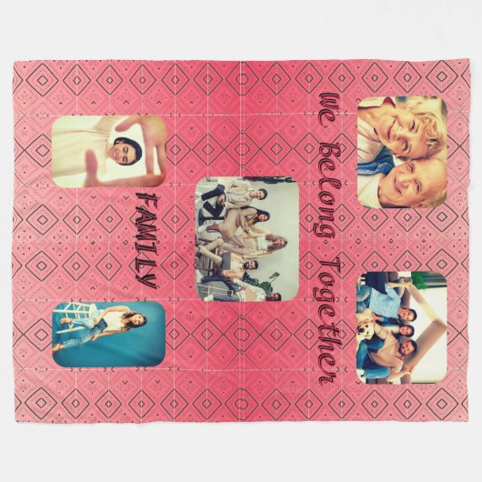 Zacht rood retro geometrisch ontwerp fleece deken (Voorkant (Horizontaal))