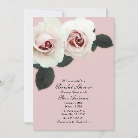 Zacht Roos Blush Pink Roses Elegant Vrijgezellenfe Kaart (Voorkant)