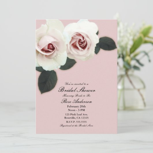 Zacht Roos Blush Pink Roses Elegant Vrijgezellenfe Kaart (Staand voorkant)