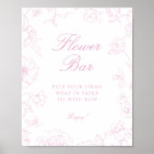 Zacht Roos Chinoiserie Flower Bar Poster (Voorkant)